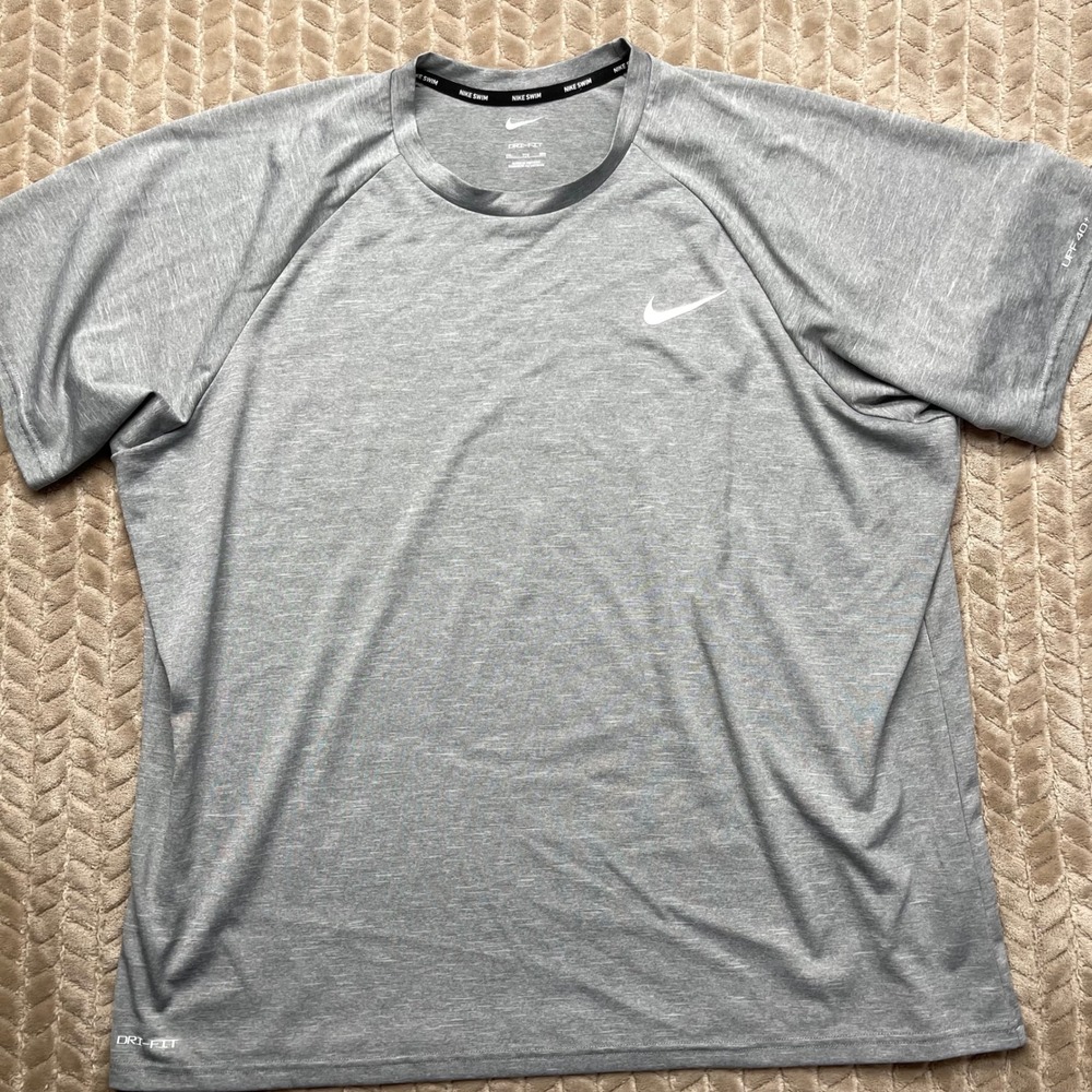 Nike Swim Dri-FIT Rash Guard Mens XXL Heather Grey UPF 40+ NESSA589 090 Shirt